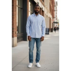 Brooks Brothers 1818 Blue Traditional Fit Button-Up Shirt –‎ Men's Size 17½-34